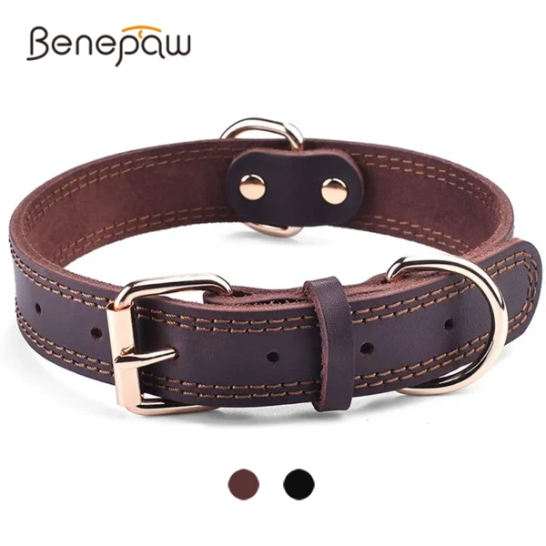 Benepaw Quality Genuine Leather Dog Collar